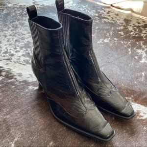 Zara Faux Croc Heeled Chelsea Boot